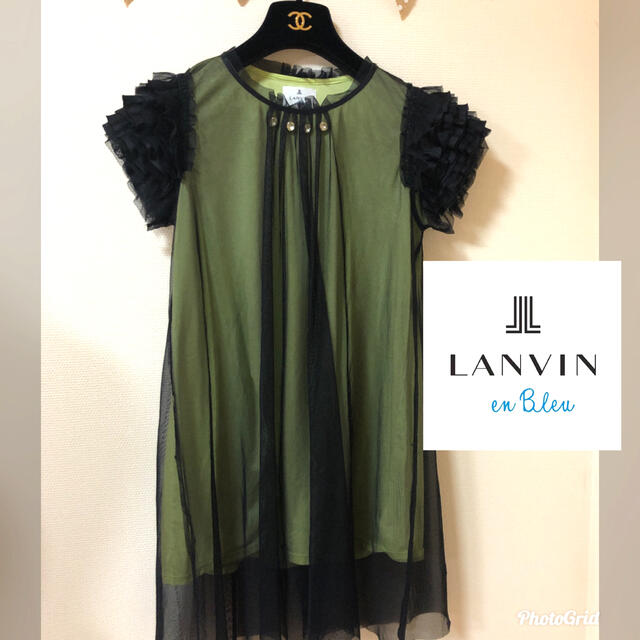 LANVIN en Bleu(ランバンオンブルー)のLANVIN en Bleu⭐チュール⭐チュニック⭐M⭐カットソー⭐トップス⭐ レディースのフォーマル/ドレス(ミニドレス)の商品写真