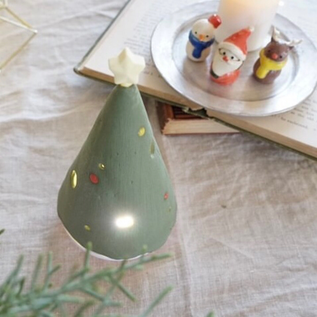 【信楽焼】星が輝くクリスマスツリー 陶器　伝統工芸　冬　クリスマス