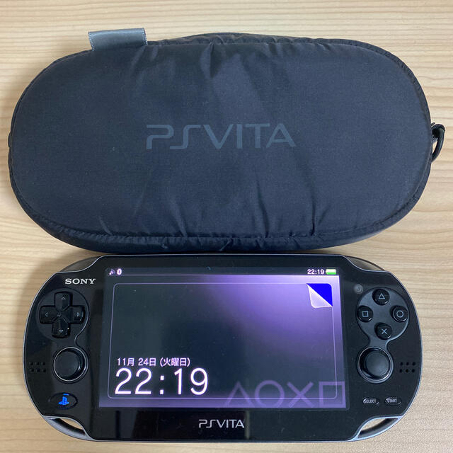 【ソフト1本付き】PS Vita本体+メモリーカード16GB+純正ポーチゲームソフト/ゲーム機本体