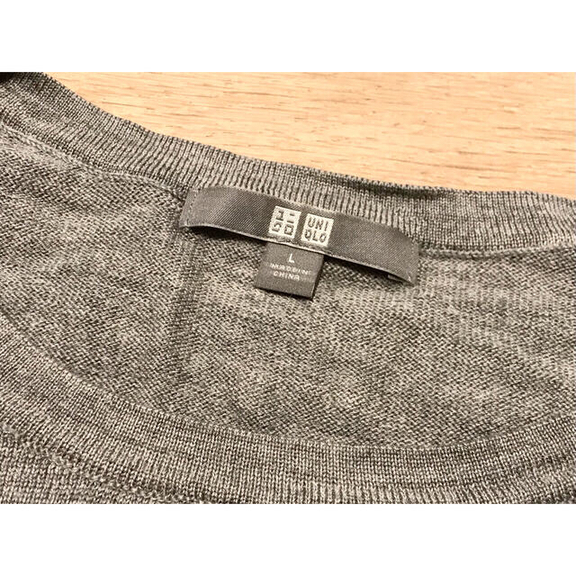 UNIQLO(ユニクロ)の美品ユニクロUNIQLO エクストラファインメリノクルーネックセーター　グレーL レディースのトップス(ニット/セーター)の商品写真