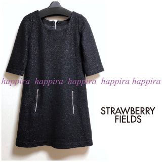 ストロベリーフィールズ(STRAWBERRY-FIELDS)の【美品】ストロベリーフィールズ★ワンピース 後ろファスナー モード(ひざ丈ワンピース)