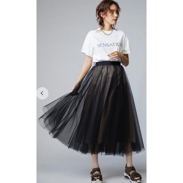 SNIDEL(スナイデル)のe様専用★スナイデル　チュールパネルスカート　ブラック　黒 レディースのスカート(ロングスカート)の商品写真