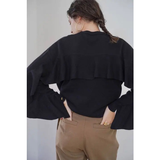 CLANEクラネBACK FRILL KNIT TOPS 黒ブラックblack