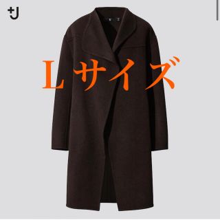 ユニクロ(UNIQLO)のユニクロ　ジルサンダー　カシミヤブレンドノーカラーコート ダークブラウン(ロングコート)