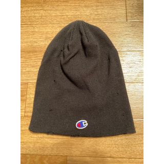 チャンピオン(Champion)のチャンピオン/ニットキャップ(ダメージ加工)/黒×赤/フリーサイズ(ニット帽/ビーニー)