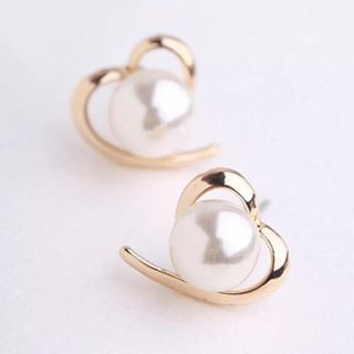 アーカー(AHKAH)のパール ピアス ハート ゴールド Pearl pierce heart gold(ピアス)