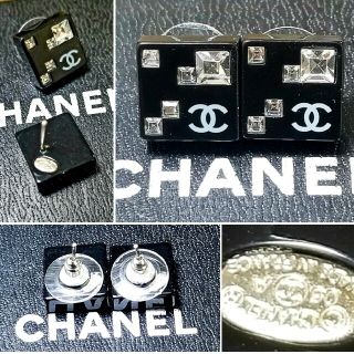 シャネル(CHANEL)の正規品中古良品★CHANELシャネルCoCoマークスクエアピアス　鑑定済刻印あり(ピアス)