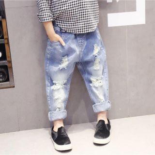 新品♡ダメージデニムパンツ♡100センチ(パンツ/スパッツ)