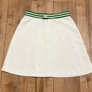 adidas 年代物 テニスウェア レディース スコート グリーンライン 白