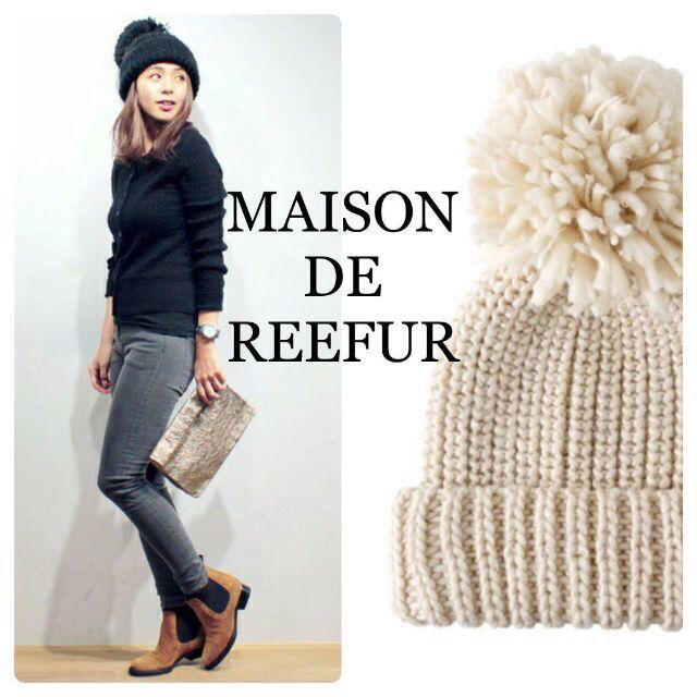 Maison de Reefur(メゾンドリーファー)のMaison de Reefur＊ポンポン ニット帽 レディースの帽子(ニット帽/ビーニー)の商品写真