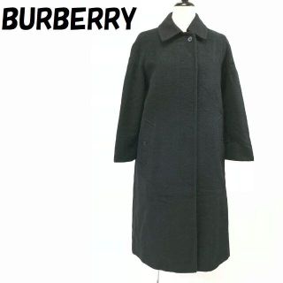 バーバリー(BURBERRY)の【人気】バーバリー キャメル混ロングコート ブラック サイズ7AB2 レディース(ロングコート)