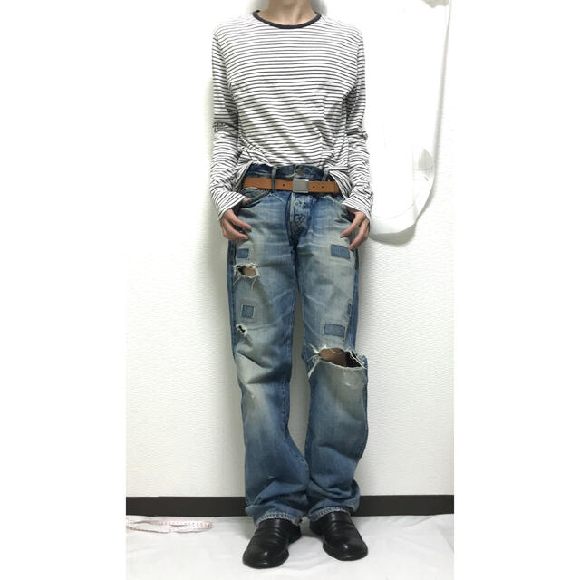 HYSTERIC GLAMOUR(ヒステリックグラマー)のHYSTERIC GLAMOUR Line-Studs Damage Denim メンズのパンツ(デニム/ジーンズ)の商品写真