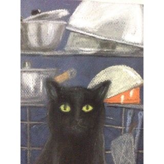 パステル画 黒い猫 A4サイズ 色画用紙 | www.jarussi.com.br