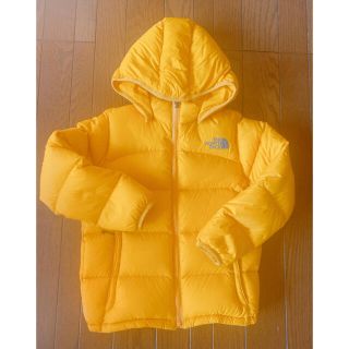 ザノースフェイス(THE NORTH FACE)のノースフェイス　フード付きダウン　キッズ　130センチ　イエロー(ジャケット/上着)