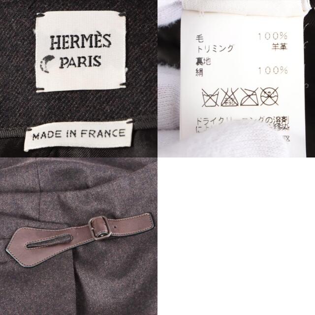 Hermes(エルメス)のエルメス  ウール×レザー 40 ブラウン レディース スカート レディースのスカート(その他)の商品写真