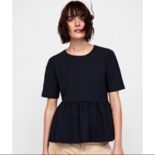 ZARA(ザラ)のなっみ様　zara ペプラムフリル付きTシャツ レディースのトップス(Tシャツ(半袖/袖なし))の商品写真