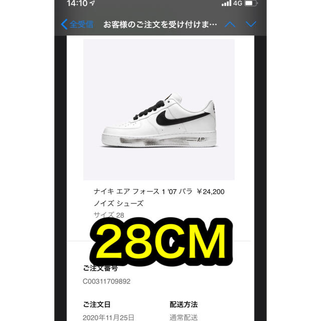 air force1 パラノイズ SNKRS購入品