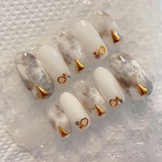 ネイルチップ グレー 白 タイダイ柄 ネイルチップ グレー 白 タイダイ柄