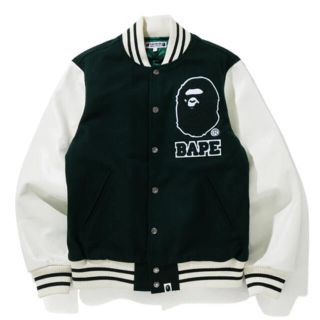 アベイシングエイプ(A BATHING APE)のBAPE×UNDFTD VARSITY JACKET 2XL 緑 キムタク(スタジャン)