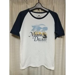 ティーエムティー(TMT)のTMT ラグランTシャツ Mサイズ 白 紺色 半袖Tシャツ アメカジ サーフ 服(Tシャツ/カットソー(半袖/袖なし))