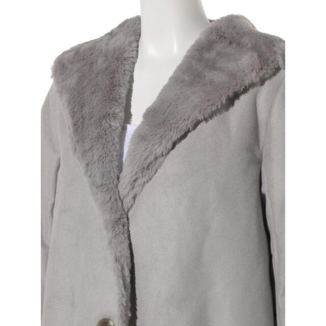 新品✨タグ付き♪ 暖かい💓エコムートンコート　フリーサイズ　グレー レディースのジャケット/アウター(ムートンコート)の商品写真