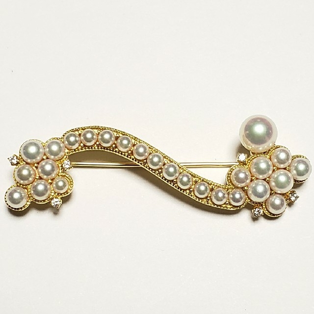 ＜MIKIMOTO＞　K18(WG)　パール　ブローチ　6.1mm