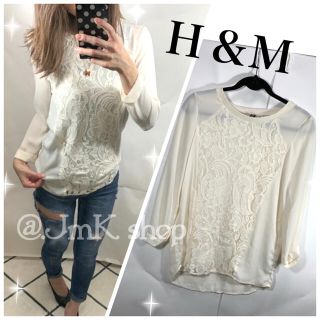 エイチアンドエム(H&M)の花柄レース切り替えシースルーカットソー　ZARA LAMIA DURAS(カットソー(長袖/七分))