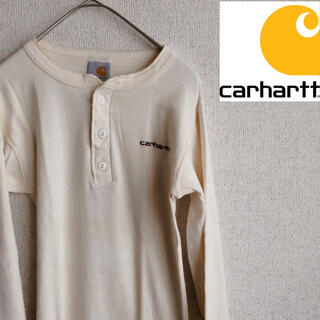 カーハート(carhartt)の90s USA製 Carhertt 長袖　ヘンリーネック　Tシャツ　カーハート(Tシャツ/カットソー(七分/長袖))