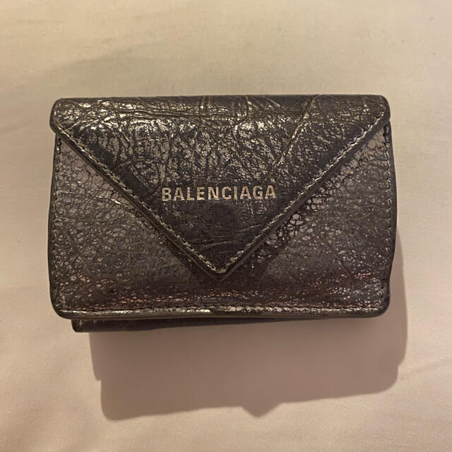 【最終値下げ】BALENCIAGA ペーパーミニウォレット 三つ折り シルバー