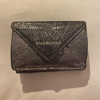 バレンシアガ(Balenciaga)の【最終値下げ】BALENCIAGA ペーパーミニウォレット 三つ折り シルバー(財布)