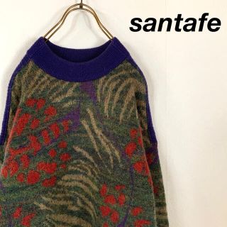 サンタフェ(Santafe)の【美品】Santafe アートパターン 総柄 デザインニット オーバーショルダー(ニット/セーター)