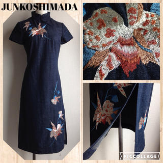 ジュンコシマダ(JUNKO SHIMADA)の美品JUNKOSHIMADAデニムワンピ(ひざ丈ワンピース)
