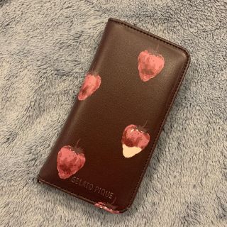 ジェラートピケ(gelato pique)の新品　ジェラートピケ  ストロベリーチョコ柄iPhoneケース　手帳型(iPhoneケース)