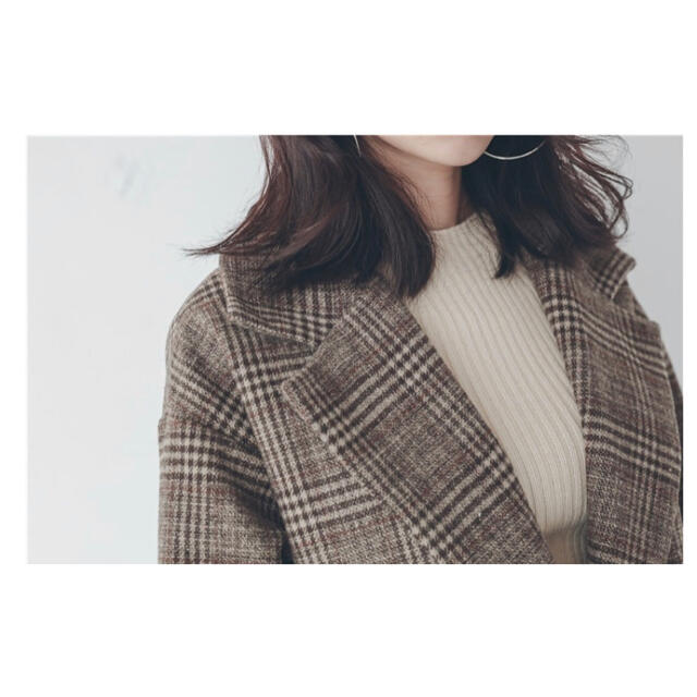 チェスターコート  韓国ファッション  チェック レディースのワンピース(ひざ丈ワンピース)の商品写真