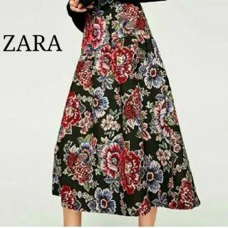 ザラ(ZARA)のZARA ザラ　花柄　スカート　s(ひざ丈スカート)