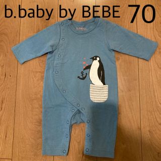 ベベ(BeBe)のb.baby by BEBE べべ スウェット ペンギン カバーオール 70 青(カバーオール)