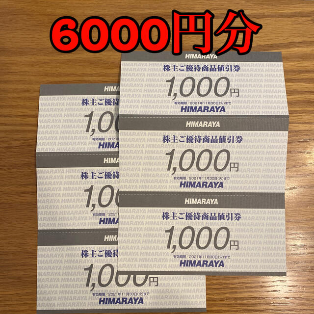 ヒマラヤ　株主優待　ご優待商品割引券　6000円分
