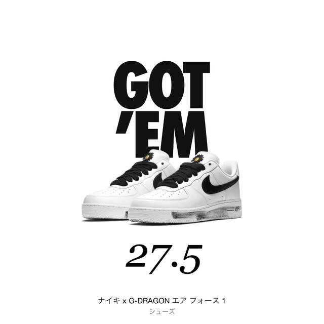 snekrs当選 NIKE G-DRAGON Para-noise 27.5cm