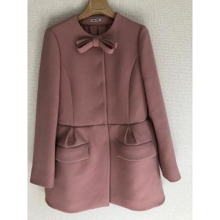 ミュウミュウ(miumiu)の最終価格です♪ミュウミュウ♡リボンノーカラーコート(ノーカラージャケット)