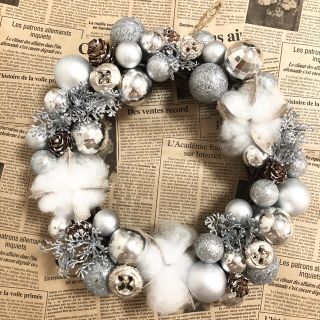 クリスマスリースS シルバーホワイト クリスマスオーナメント お家クリスマス