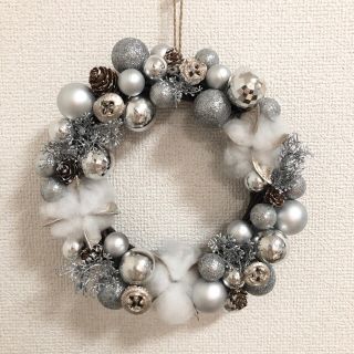 クリスマスリースS シルバーホワイト クリスマスオーナメント お家