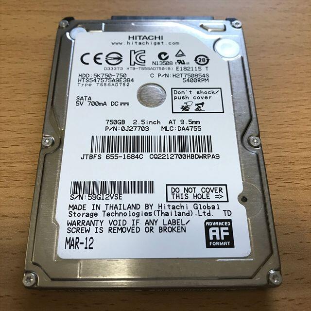 正常品 HITACHI 2.5インチ HDD 750GB 8台