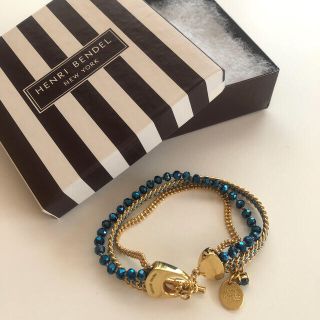 ヘンリベンデル(Henri Bendel)のヘンリベンデル　3連ブレスレット　ゴールド×ブルー(ブレスレット/バングル)