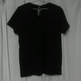 エイチアンドエム(H&M)のH&M Vネック シャツ 黒 M(Tシャツ/カットソー(半袖/袖なし))