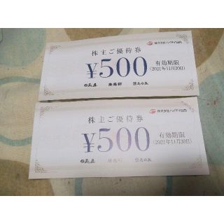 ハイデイ日高（日高屋）株主優待券1000円分(レストラン/食事券)