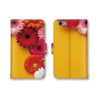 ガーベラ 花柄 スマホカバー スマホケース 手帳型ケース ほぼ全機種対応(スマホケース)