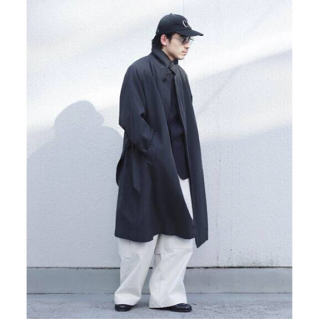COMOLI(コモリ)のおおすけ様専用 LE ウールサージ バルカラーコート グレー サイズ2 メンズのジャケット/アウター(ステンカラーコート)の商品写真