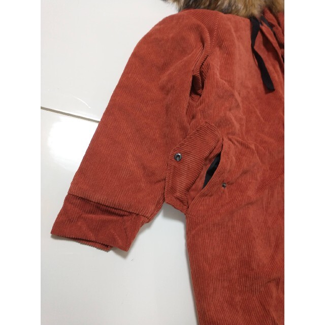 新品タグ付き 大きいサイズ コーデュロイ ラグランコート オレンジ LL−4L レディースのジャケット/アウター(モッズコート)の商品写真