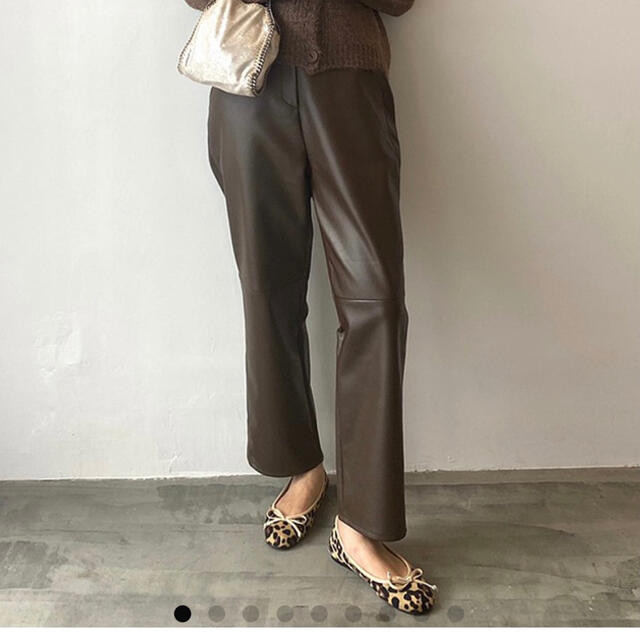 nugu leather banding pants brown whim