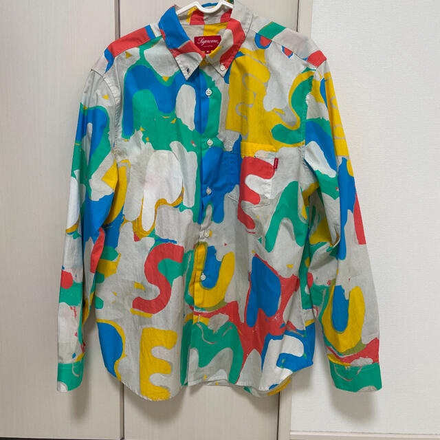 20SS Supreme Painted Logo Shirt Natural